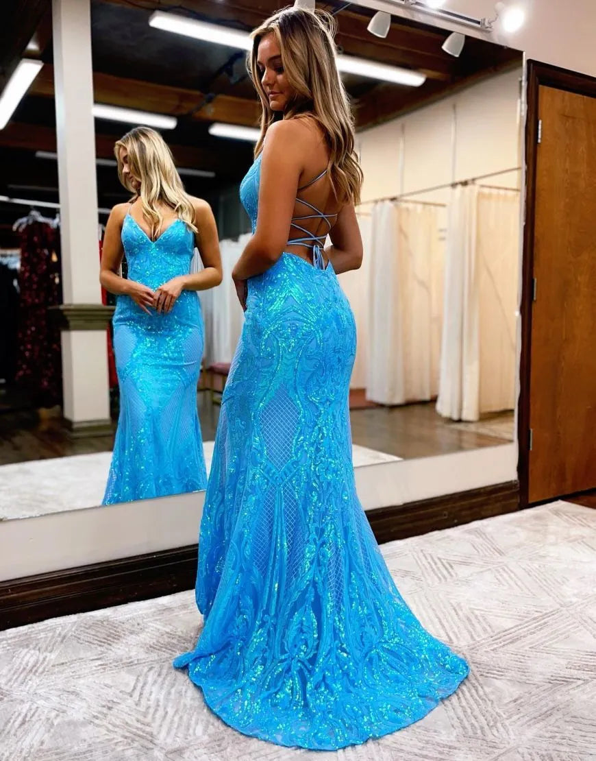 Wholesale Mermaid Corset Back Long Prom Dress With Sequin prom dresses with long sleeves